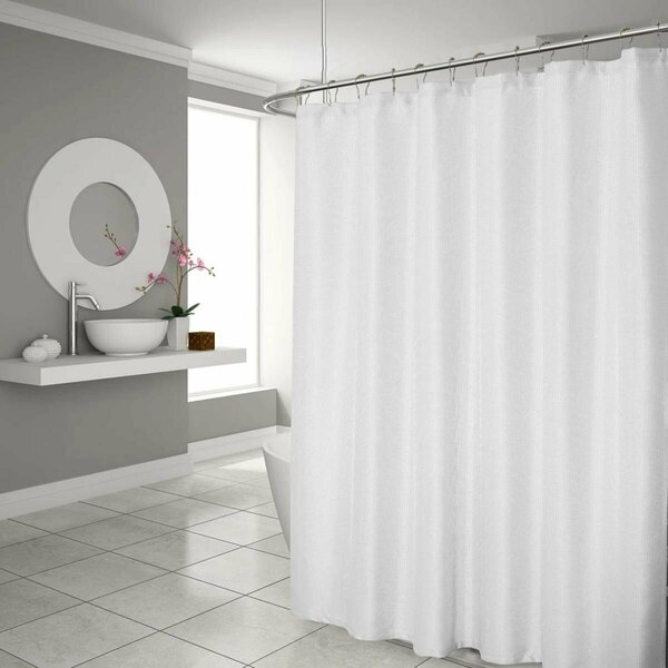 Homeroots 72 x 70 x 1 in. Luxurious White Waffle Weave Shower Curtain 399718